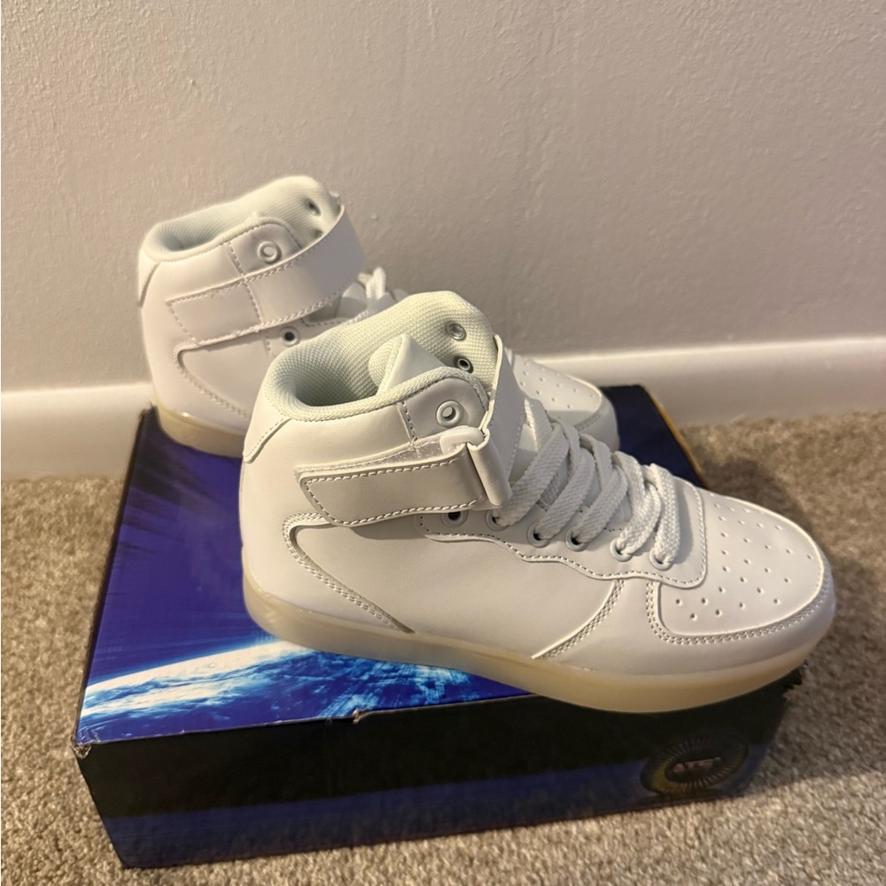 Boys White High-Top Sneakers